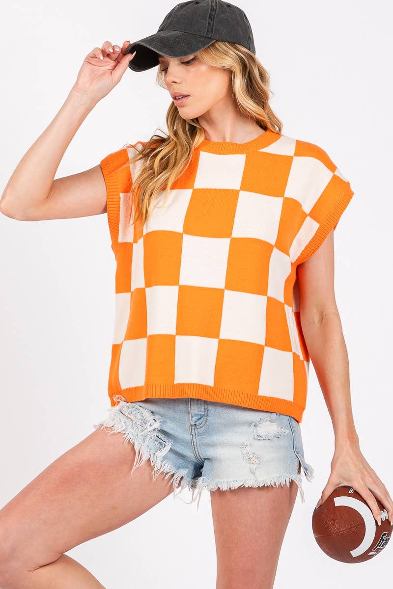Checkered Game day Top L