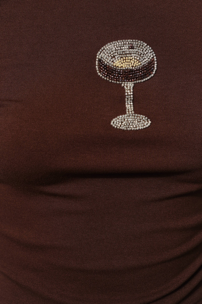 COLLEEN ESPRESSO MARTINI BEADED TOP - Fun: Sand / M