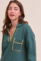 COLLARED SWEATER: Ivory Black / M