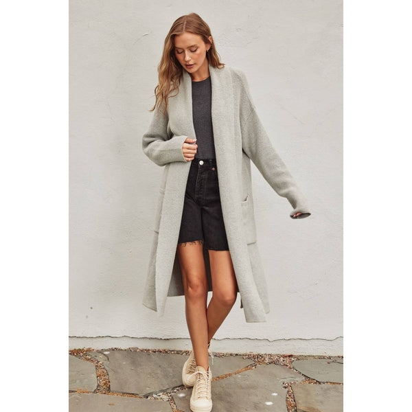 Cozy Long Cardigan: LIGHT GREY / S/M-M/L(4-2)