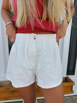 White High Waisted Denim Shorts