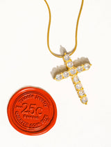 Raeven 18K Gold Non-Tarnish CZ Cross Necklace: Yellow Gold