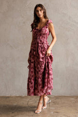 FLORAL RUFFLED TIERED DRESS S
