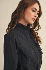 RUFFLED LACE TOP: L