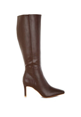 Skara Faux Leather Calf Boots: Black / US-7 / UK-5 / EU-38
