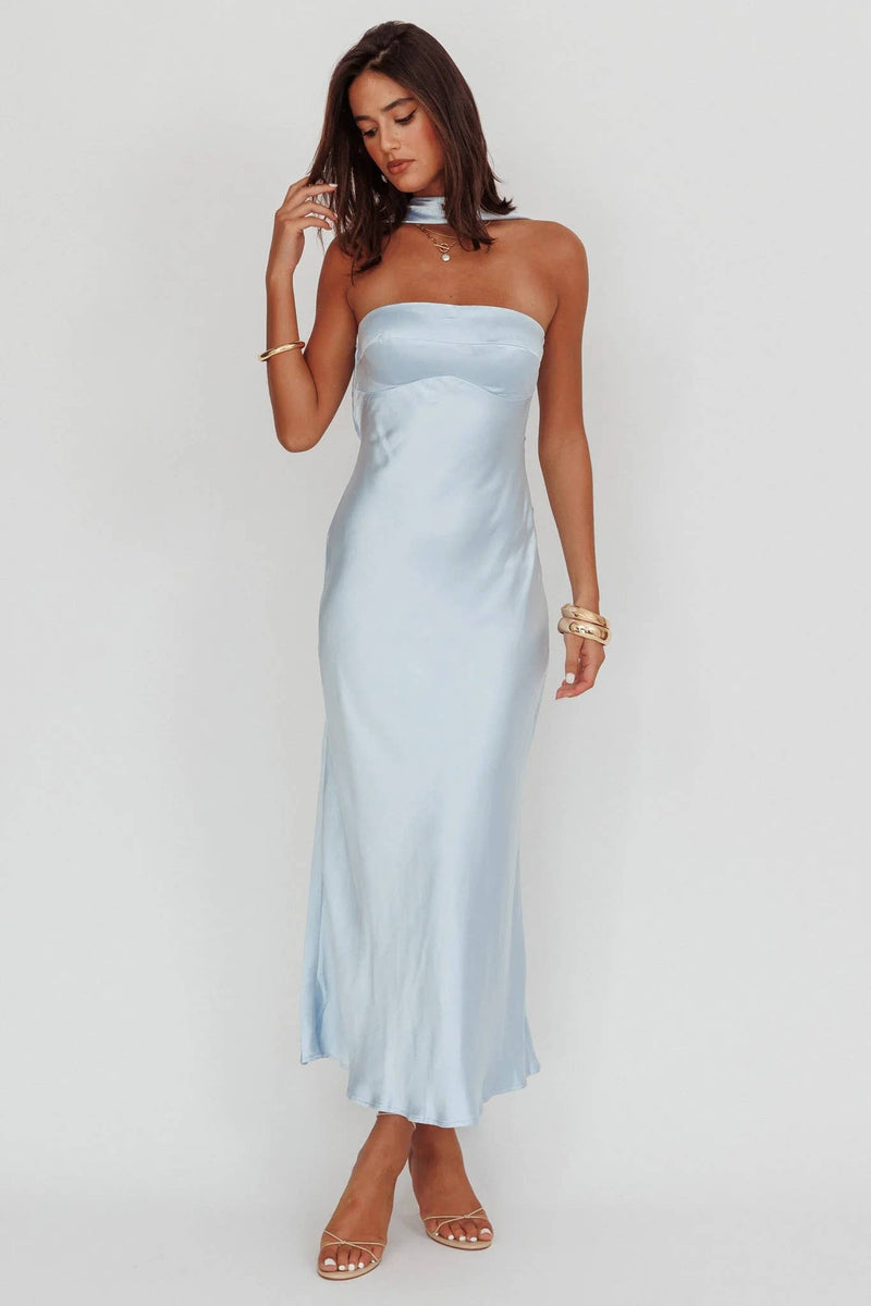 HALTER SATIN MAXI DRESS
