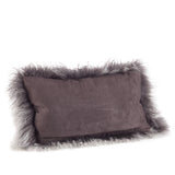 Mongolian Lamb Fur Pillow - Poly Filled: Oyster / Polyester Insert / 12"x20"