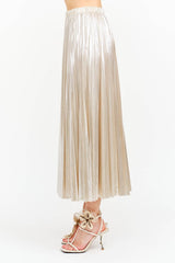 Alessandra Champagne Pleated Skirt L
