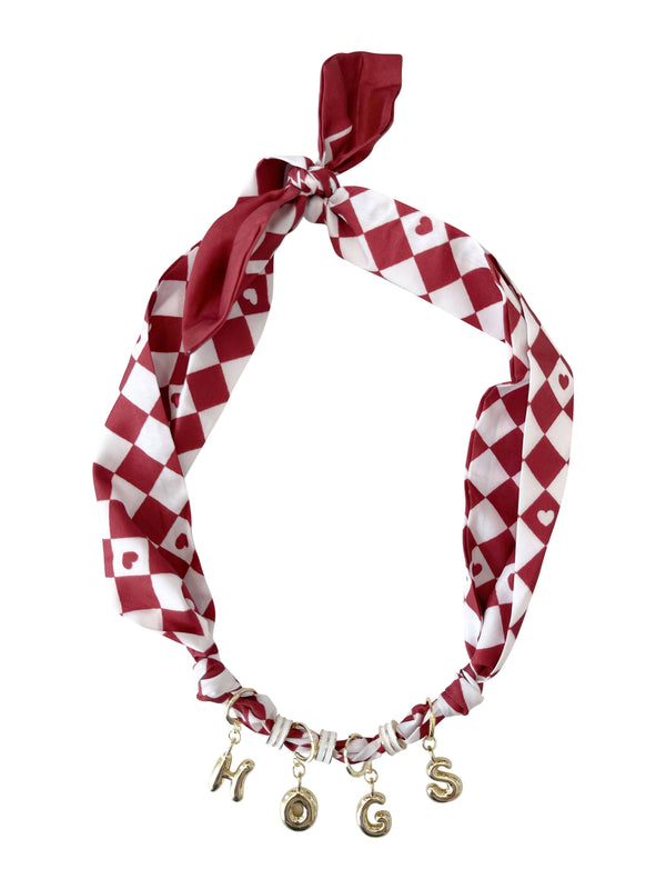 Light Maroon Game Day Bubble Letter Scarf Necklace