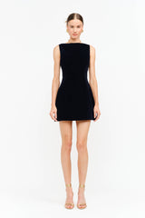 Carmine Navy Velvet Dress: NAVY / S