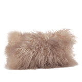 Mongolian Lamb Fur Pillow - Poly Filled: Oyster / Polyester Insert / 12"x20"