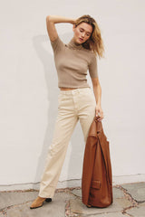 FW4762 Mock Neck Short Sleeve Sweater