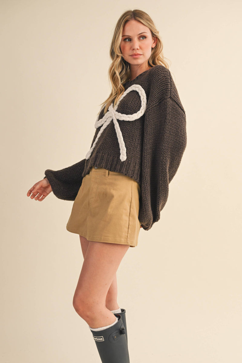 CHUNKY SWEATER TOP: MOCHA / L