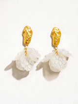 Sicilia 18K Gold Boho Floral Dangle Earring: White