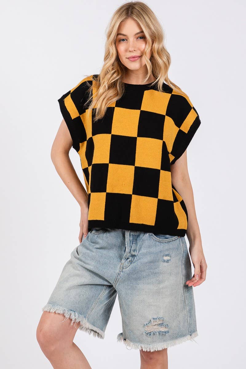 Checkered Game day Top S