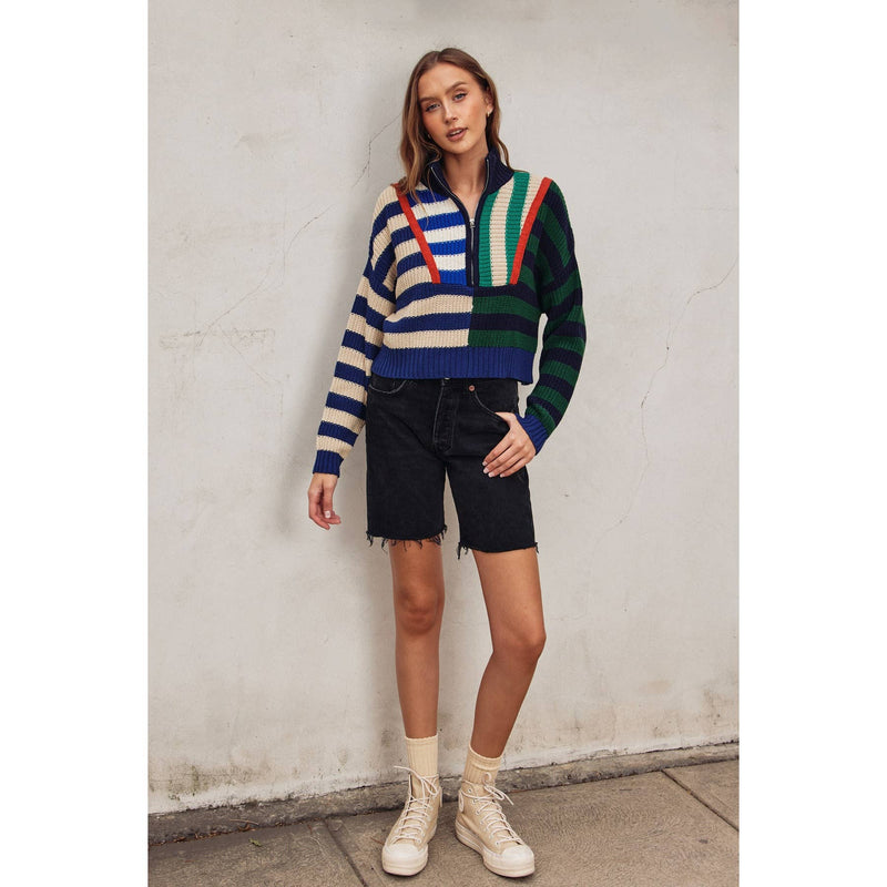 Colorburst Half Zip Collared Sweater: RUGBY POLO