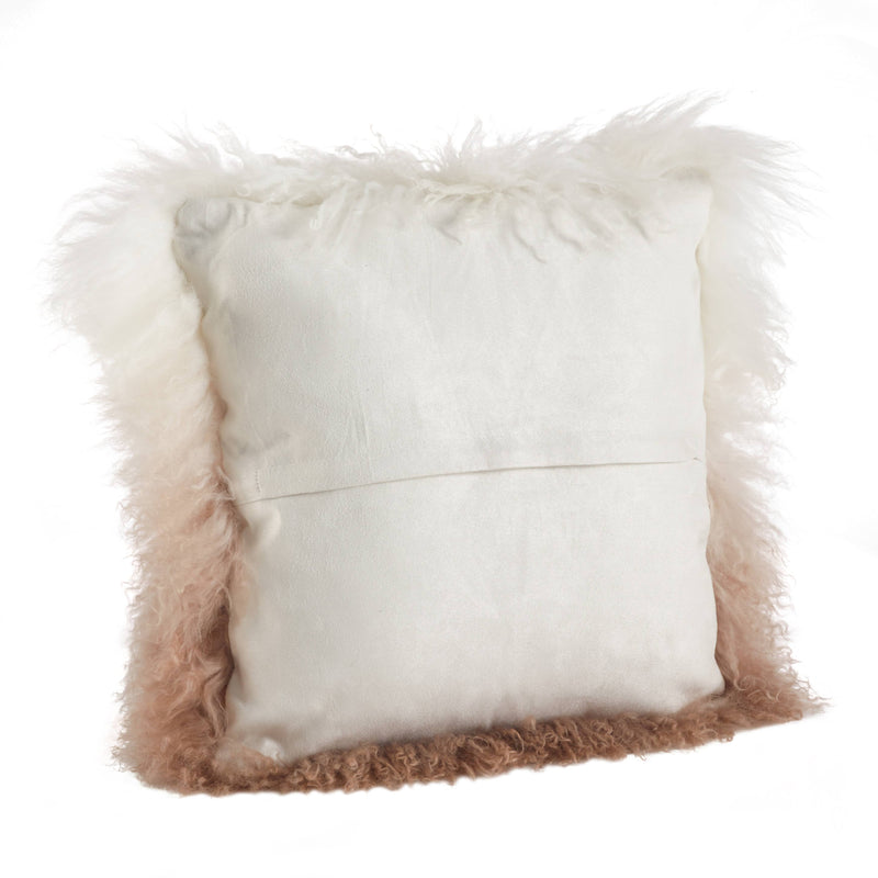 Ombre Lamb Fur Pillow: Natural / Polyester Insert / 20"