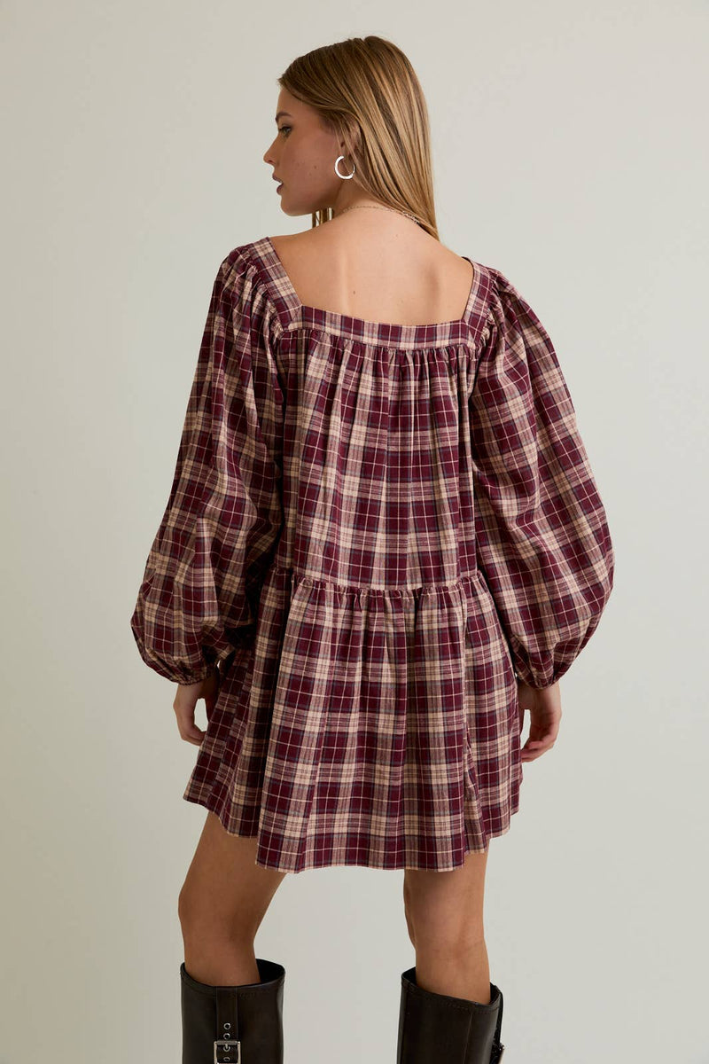 FLANNEL MINI DRESS XS