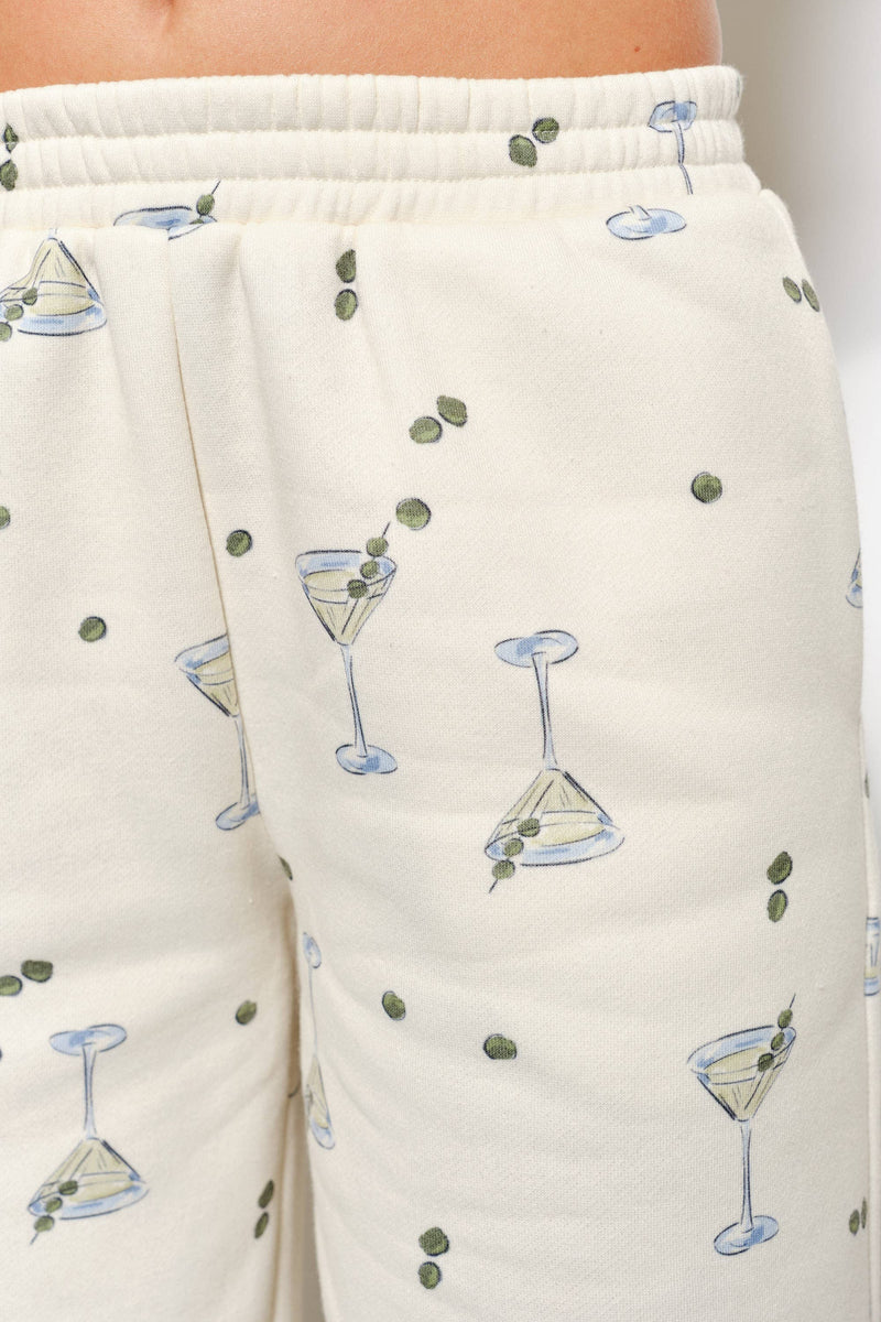 BILLIE MARTINI SWEAT PANTS - Playful, Lounge, Comfy: Cream Multi / M