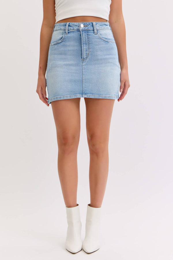 Basic Mid Waisted Mini Skirt [AM59019LT-2]: XS
