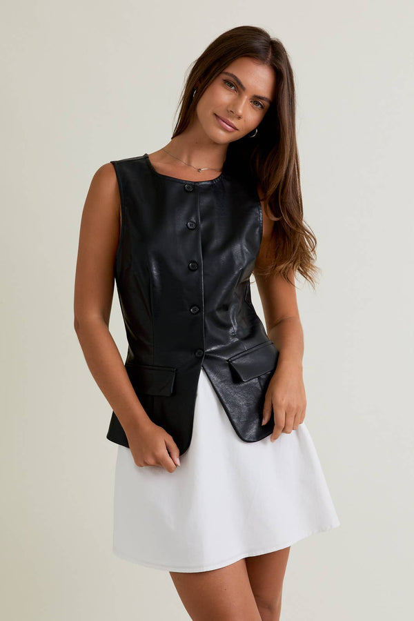 CONTRAST SKIRT MINI DRESS M