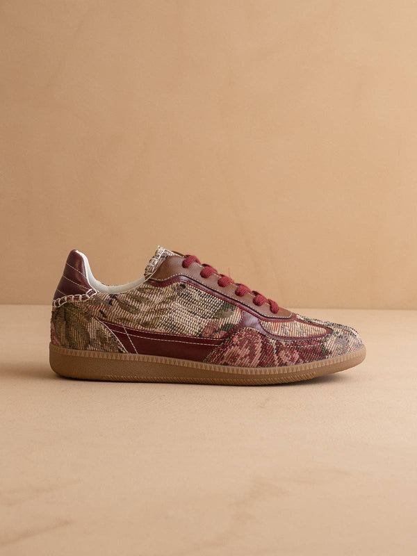 The Dalia | Mauve Tapestry Lace Up Sneaker: MAUVE TAPESTRY / 10
