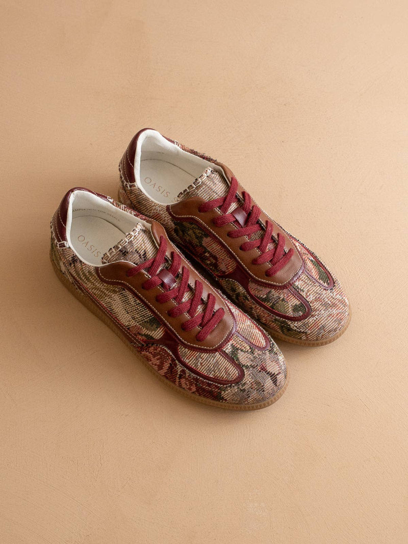 The Dalia | Mauve Tapestry Lace Up Sneaker: MAUVE TAPESTRY / 10