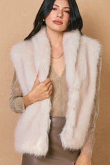 Snow Angel Collared Furry Vest: FRENCH STONE