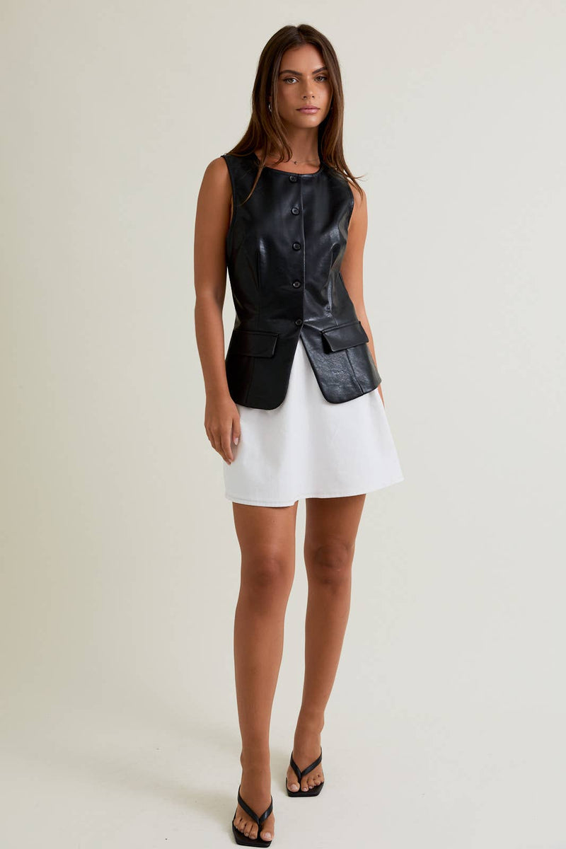 CONTRAST SKIRT MINI DRESS L