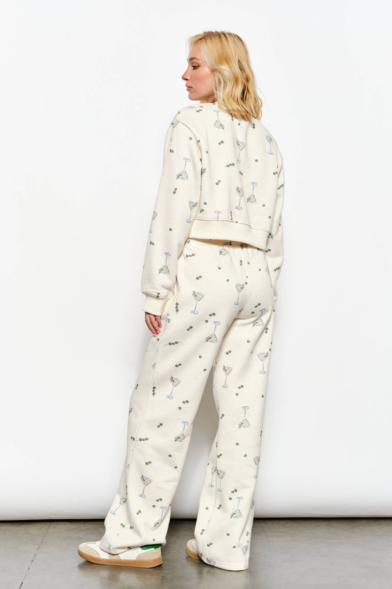 BILLIE MARTINI SWEAT PANTS - Playful, Lounge, Comfy: Cream Multi / M