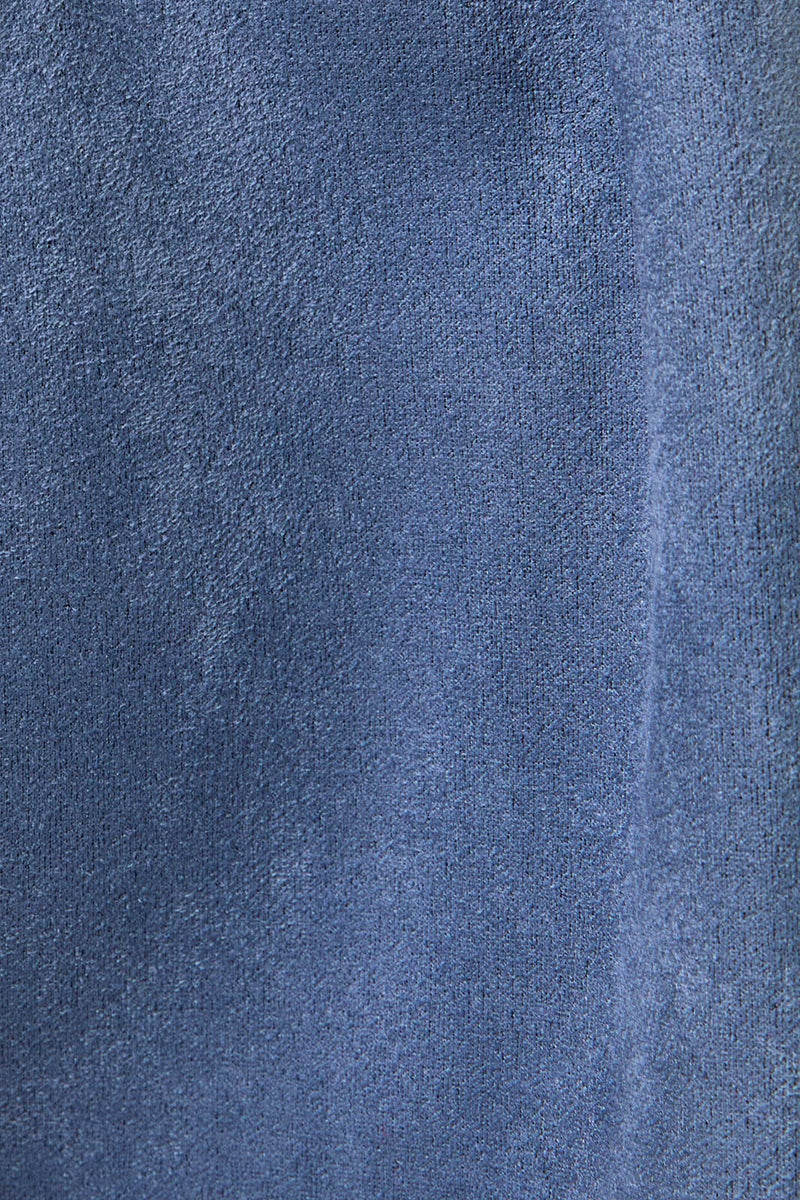 SLEEVELESS V-NECK SUEDE MINI DRESS: DUSTY BLUE / M