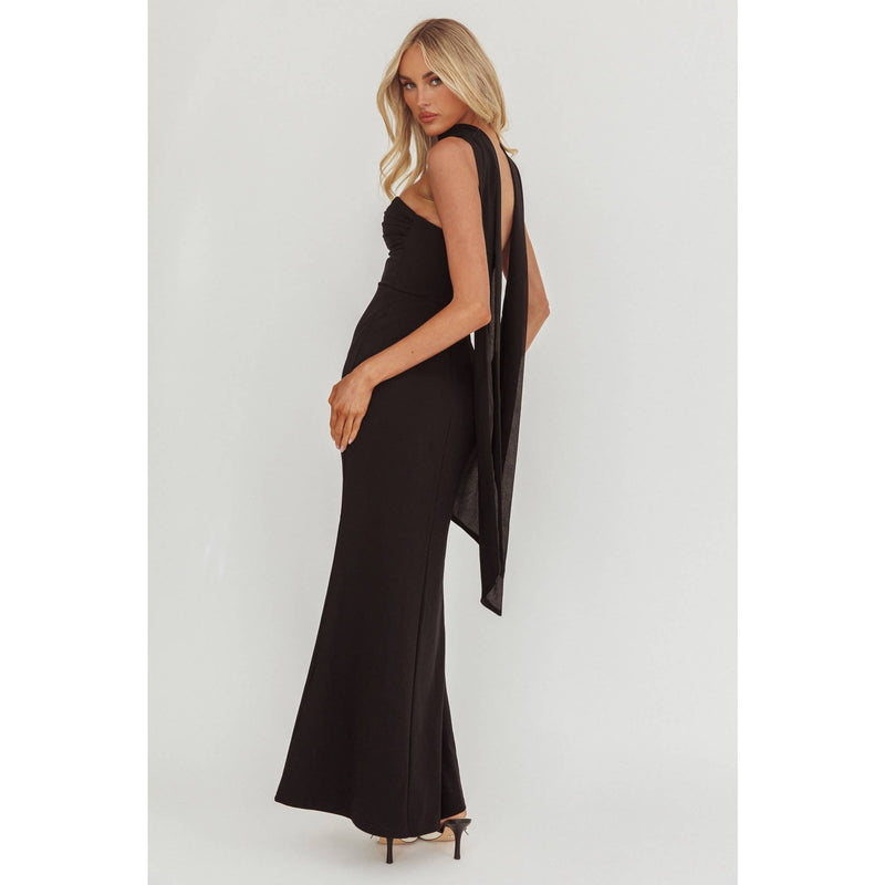 TWIST KNOT MAXI DRESS: BLACK / XS-S-M-L(1-3-2-1)
