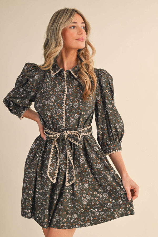 FLORAL MINI DRESS: S