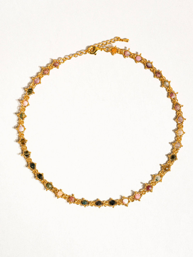 Skylar 18K Gold Multi-Stone Chained Bracelet, Necklace: Multi-Colored / Bracelet