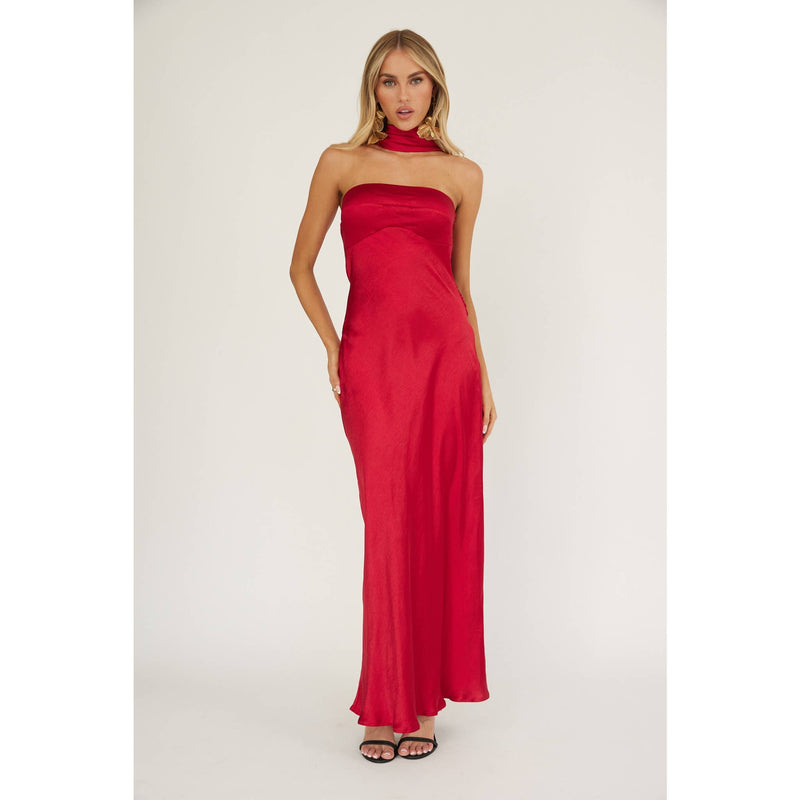 HALTER SATIN MAXI DRESS