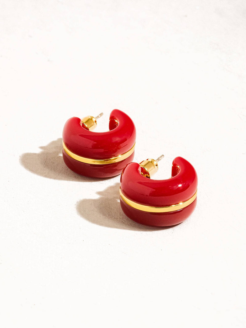 Arlo 18K Gold Small C Hoop Earring: Green