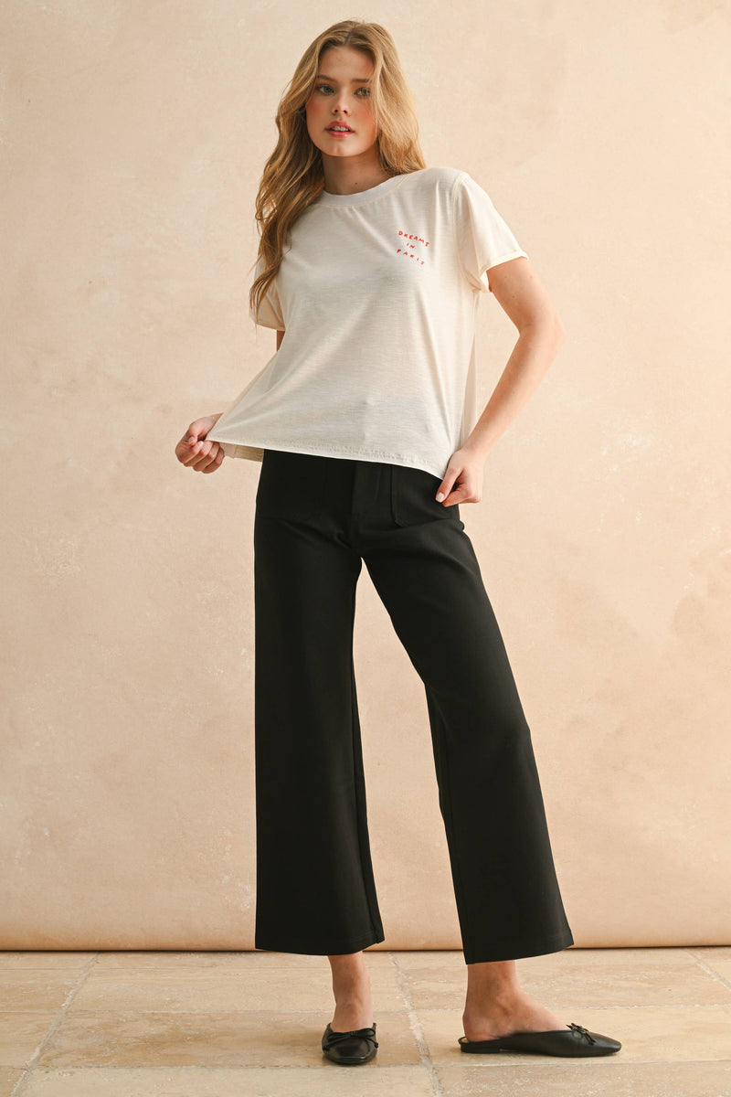 MMP1745   2 POCKETS PONTE PANTS: BLACK / S
