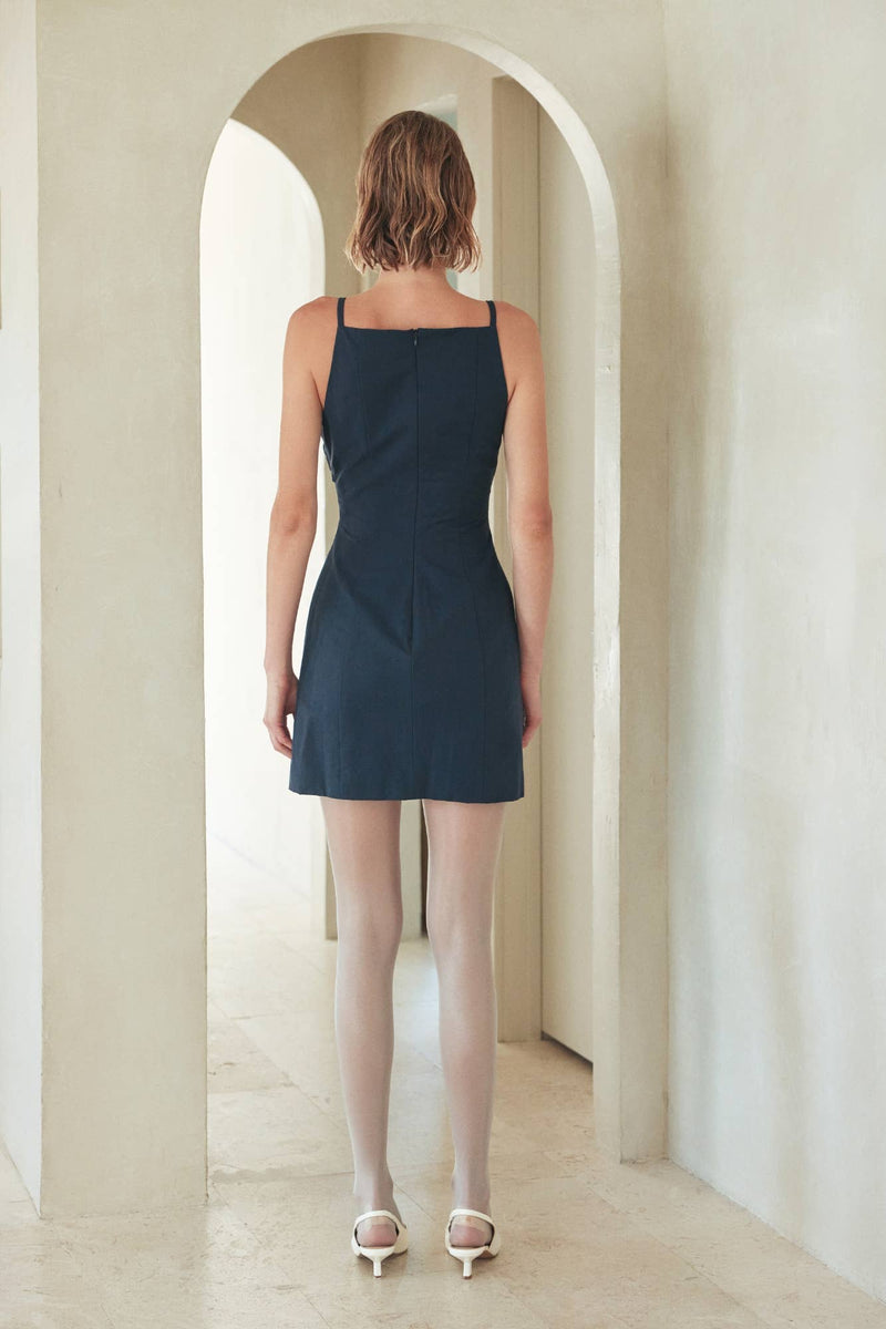 ELEGANT CHIC COCKTAIL PARTY PLEATED MINI DRESS-DI10047FO: Black / Contemporary / M