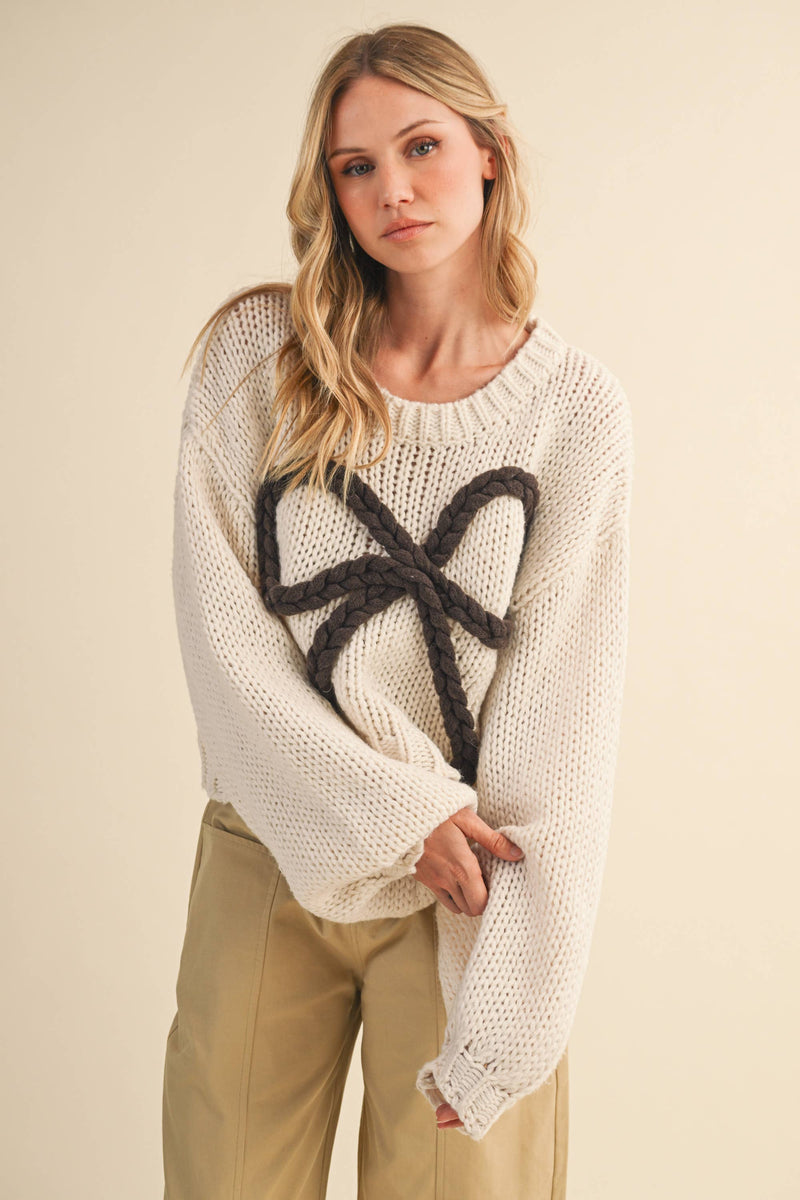 CHUNKY SWEATER TOP: MOCHA / S
