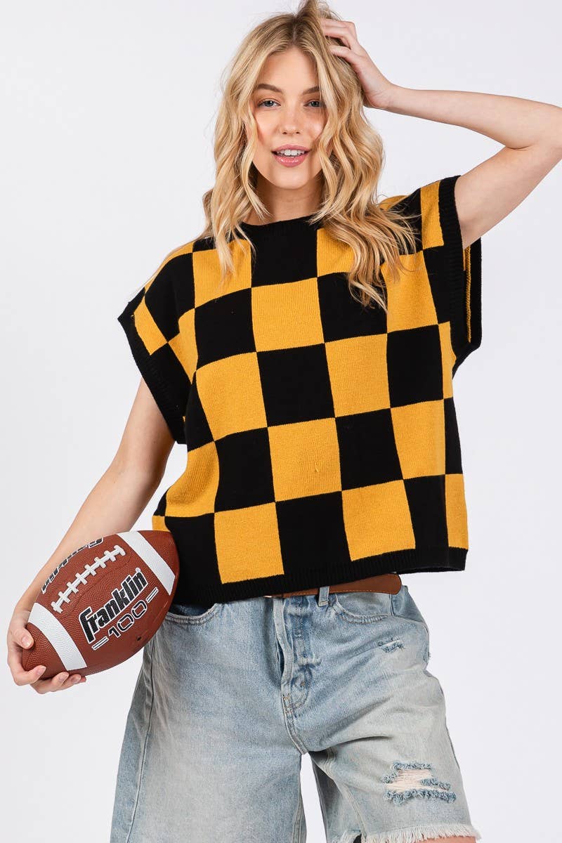 Checkered Game day Top L