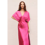 Satin Blouson Maxi Dress