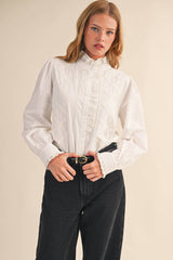 RUFFLED LACE TOP: L