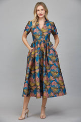 MIDI DRESS: ARMY GREEN MULTI / M