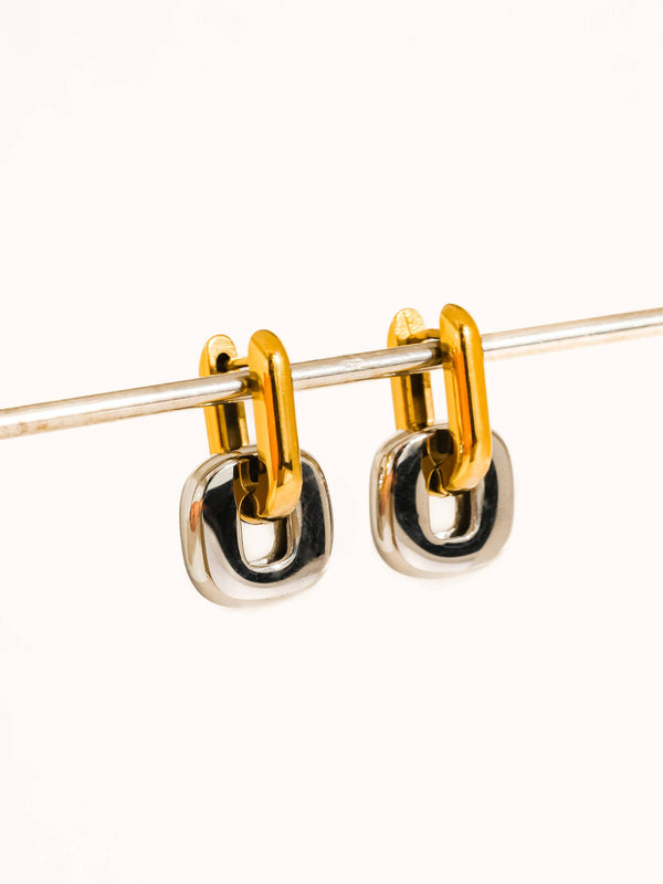 Arliss 18K Gold Non-Tarnish Link Drop Earring: Multi-Colored