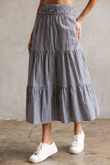 TIERED GINGHAM MIDI SKIRT S