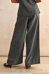 WIDE LEG TROUSERS: Black / S
