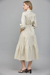 TIERED MIDI DRESS: ECRU / M