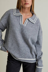 KNIT SWEATER TOP HEM DETAIL M