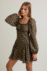 PUFF LONG SLEEVE MINI DRESS M