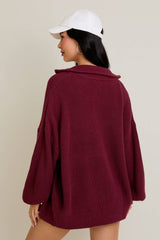SWEATER CARDIGAN: Burgundy / XS